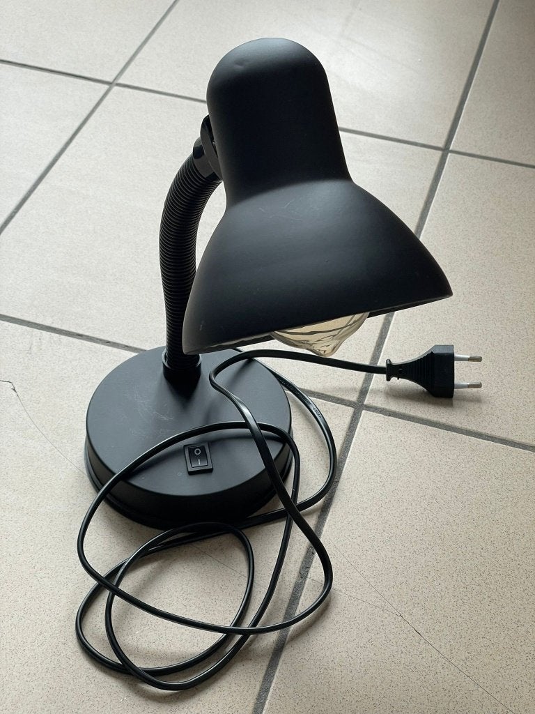 Zwarte bureaulamp met flexibele arm, Huis en Inrichting, Lampen | Tafellampen, Ophalen, Bureaulamp, E27 (groot), Zo goed als nieuw