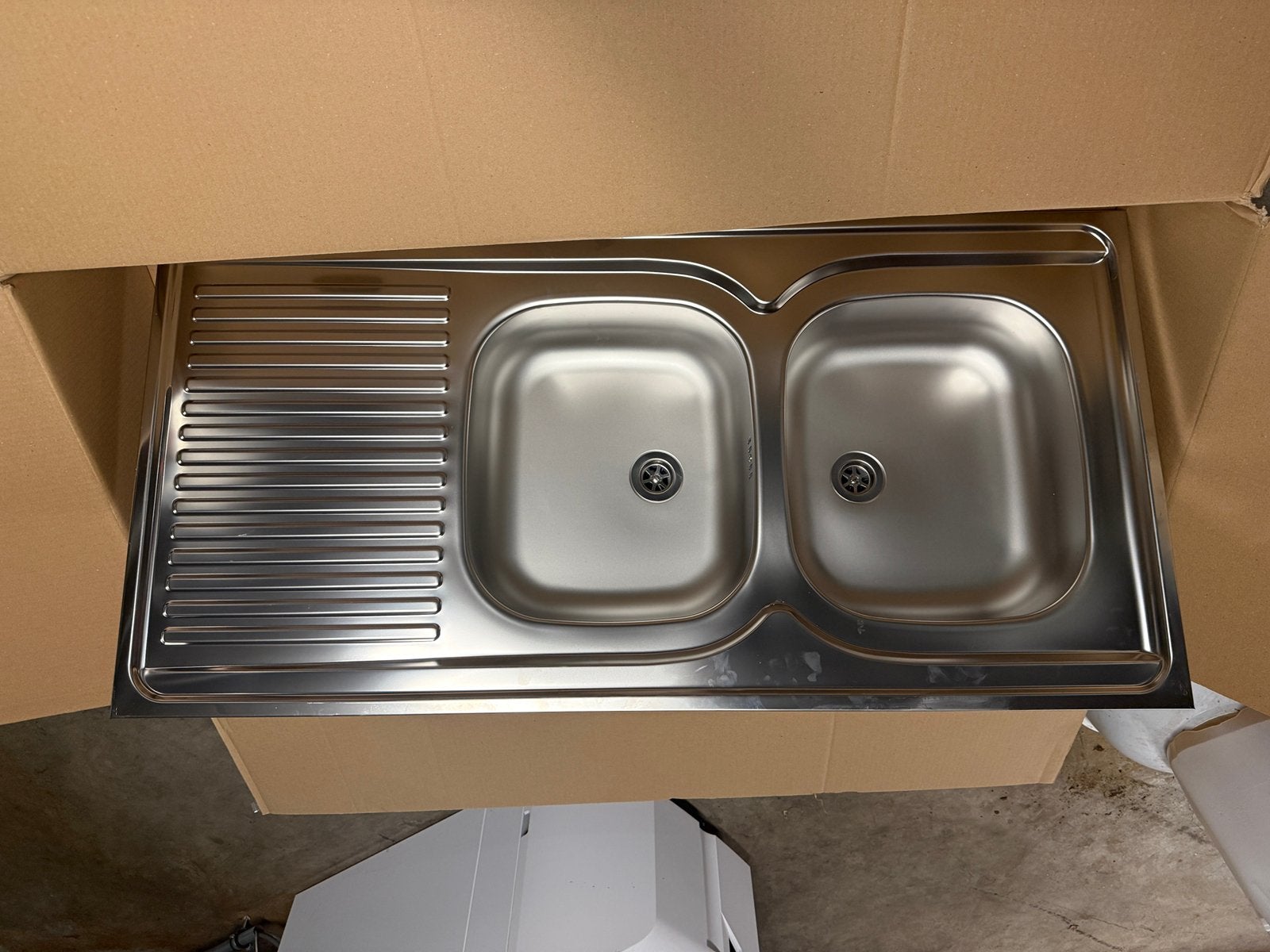 Double eviers inox de 1200/600 cm neuf, Maison & Meubles, Enlèvement, Comme neuf
