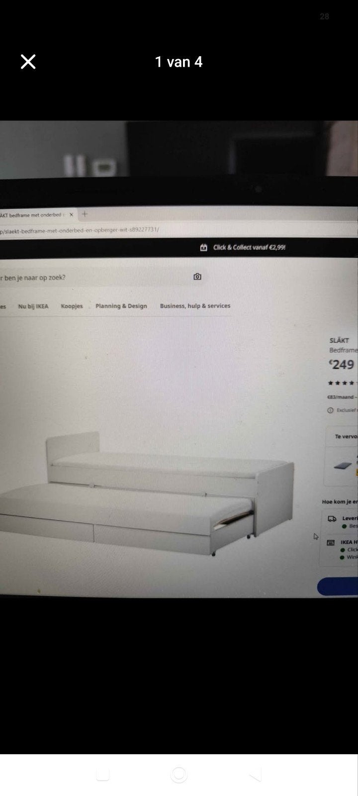 1persoonsbed, logeerbed, 2 lades, 2 lattenbodems, Huis en Inrichting, Ophalen, 90 cm, Eenpersoons, Wit