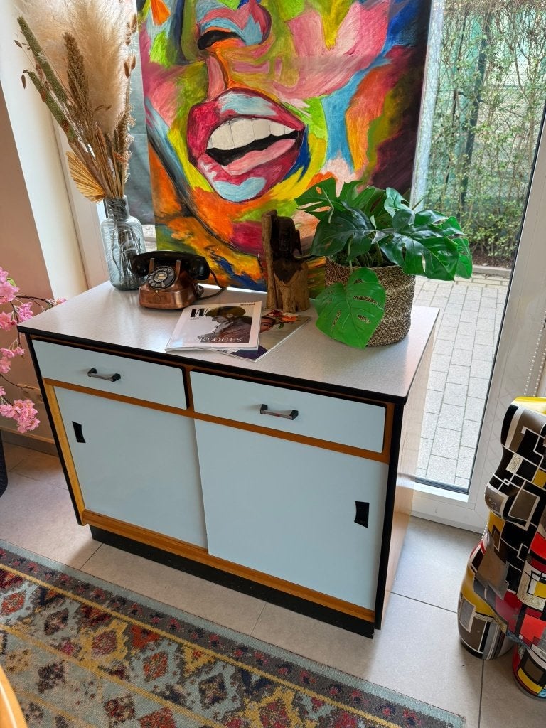 Vintage buffetkast, Huis en Inrichting, Ophalen, Zo goed als nieuw, Met lade(s), Minder dan 100 cm