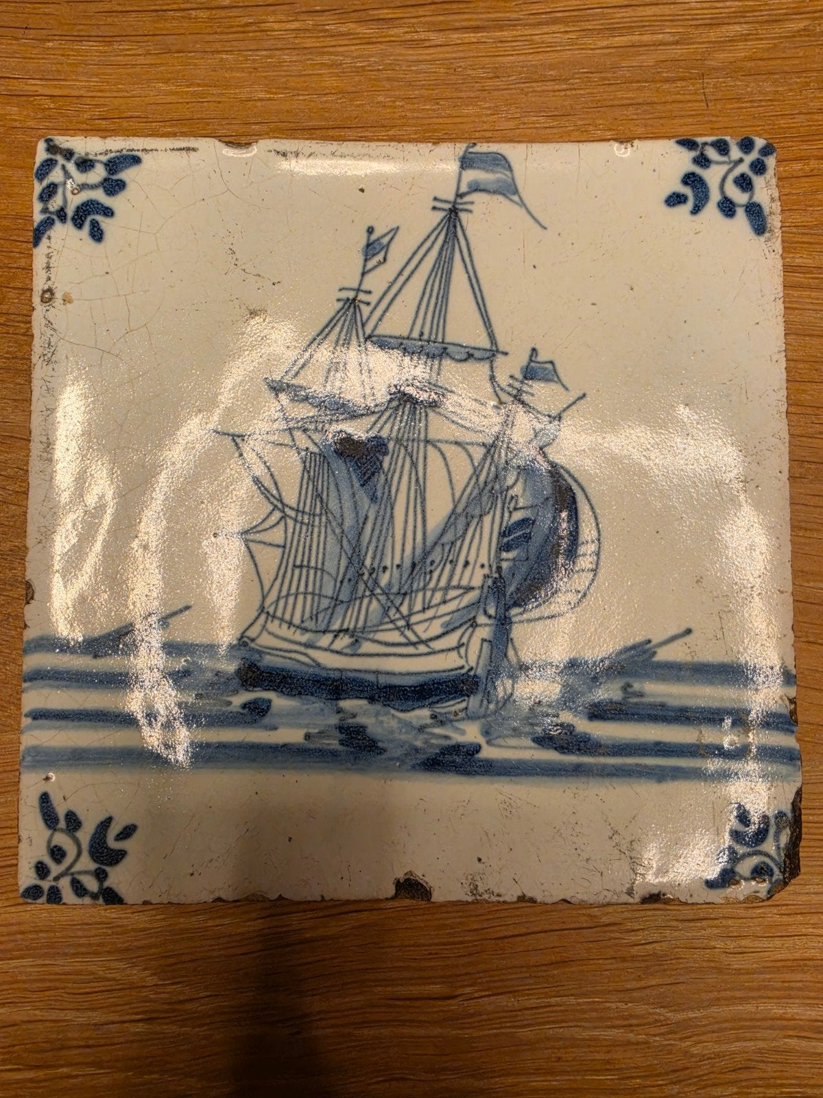 17e eeuws Delfts blauwe tegel, Antiek en Kunst, Ophalen of Verzenden