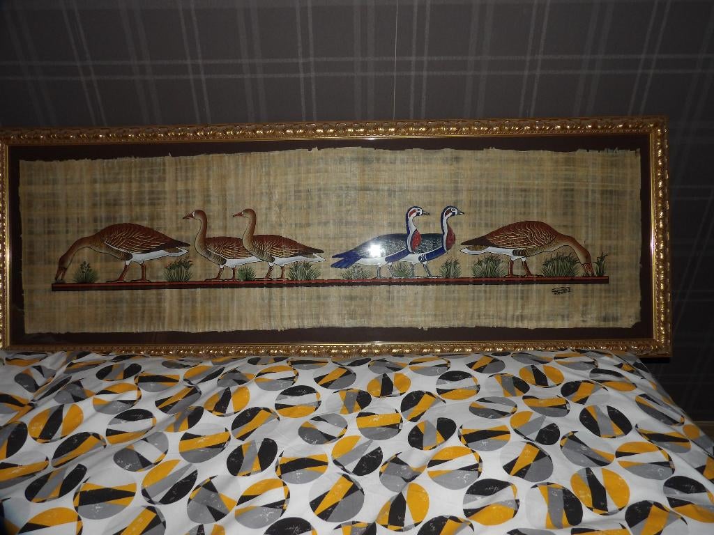 Egyptische prent op papyrus, Antiek en Kunst, Ophalen