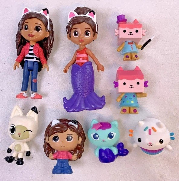 DreamWorks Gabby's Poppenhuis 8 Figuren MerCat Pandy Set, Verzenden, Zo goed als nieuw, Poppenhuis