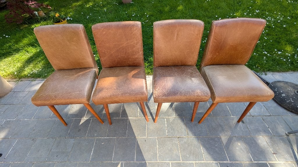 chaise (salle a manger) en cuir, brun, Maison & Meubles, Chaises, Cuir, Brun, Enlèvement, Utilisé