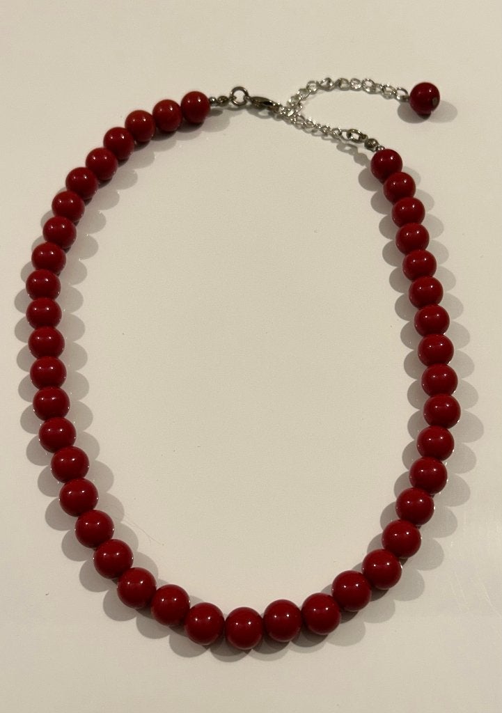 Rode kralenketting, Bijoux, Sacs & Beauté, Colliers, Enlèvement ou Envoi, Neuf, Rouge, Réglable