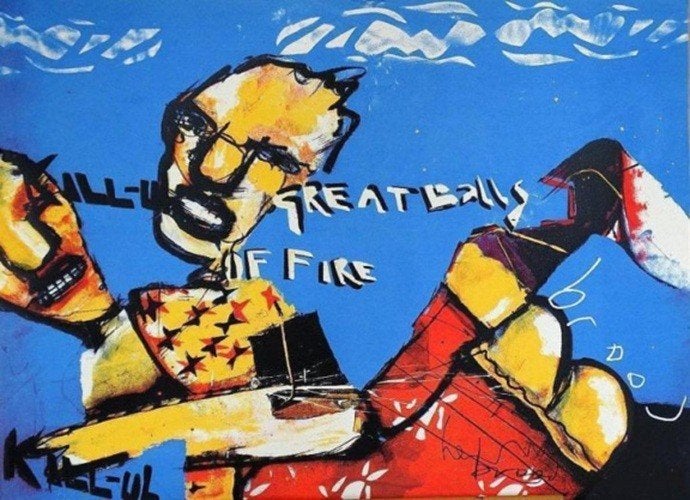 Herman Brood - "Great Balls Of Fire", Signé, Envoi, Sérigraphie