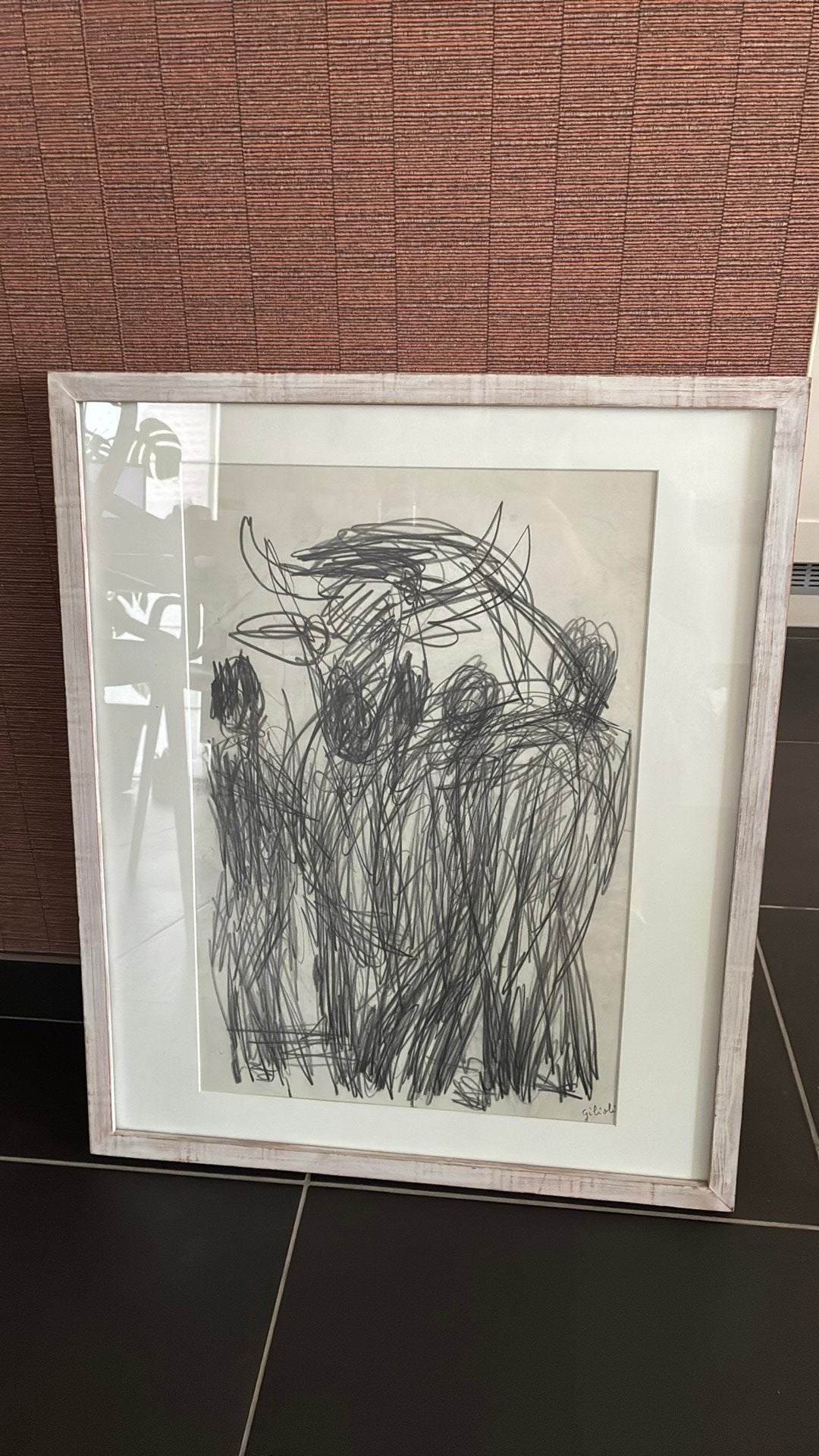 tekening Emile Gilioli, Antiquités & Art, Enlèvement, Dessin, Encadré