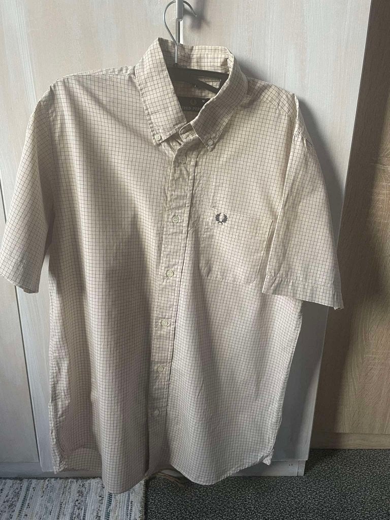 geruit hemd fred perry M, Ophalen, Beige, Halswijdte 39/40 (M), Fred perry