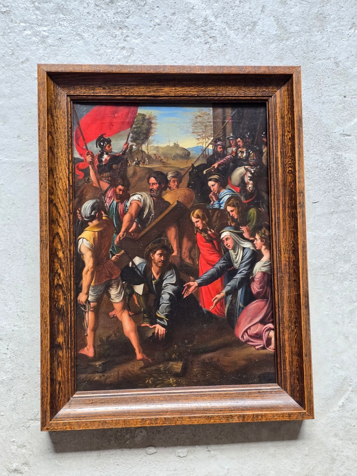 Schilderij rond 1800 olieverf op doek ,calvarieberg, Antiek en Kunst, Ophalen, Doek, Gesigneerd, Olieverf