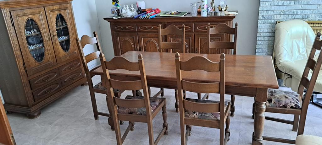 Complete eiken eetkamer, Huis en Inrichting, Ophalen, Gebruikt, 6 tot 8 stoelen
