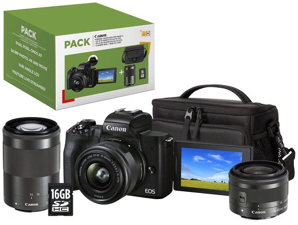 Pack Canon Hybride Camera EOS M50 Mark ll +, Ophalen, Zo goed als nieuw, Canon