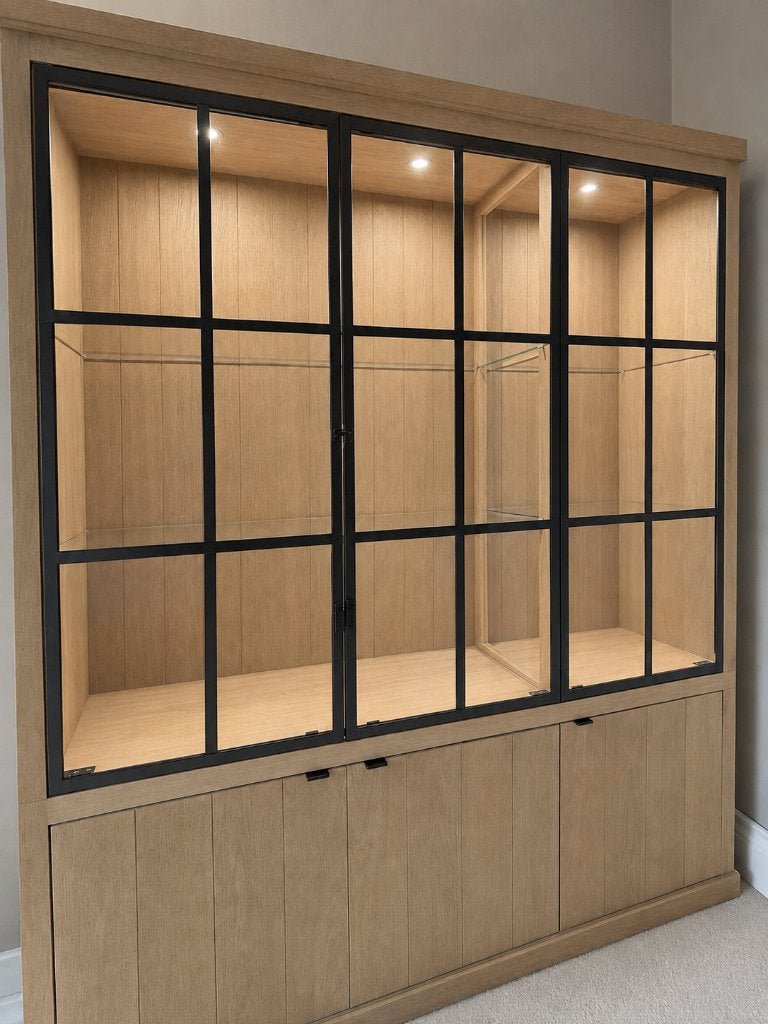 Eiken vitrinekast, Huis en Inrichting, Ophalen, Landelijk modern, 150 tot 200 cm, Eikenhout