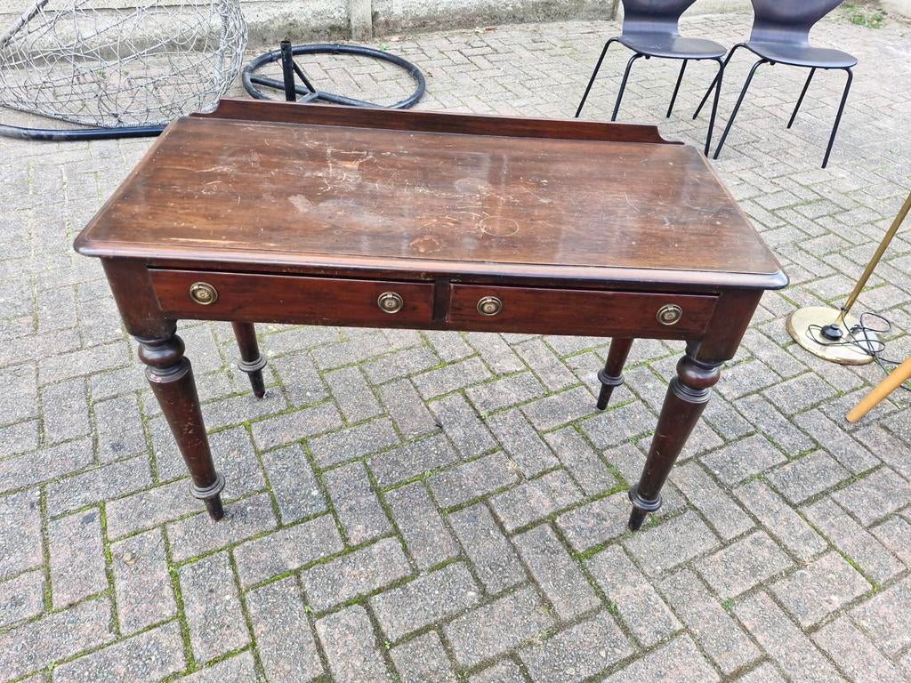Vintage bureautje met 2 lades, Antiek en Kunst, Ophalen