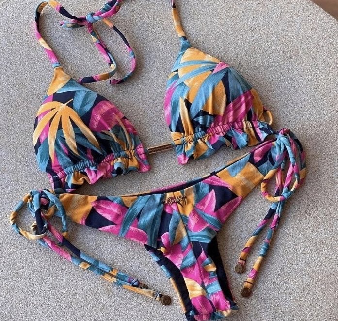Sexy bikini push up - Met tropisch eiland stijl kleuren, Enlèvement ou Envoi, Neuf, Bikini
