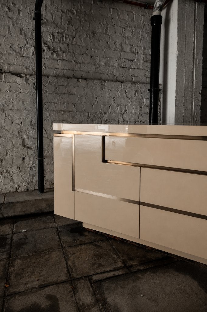 Bahut / Enfilade sculpturale de Mahey –1970, Maison & Meubles, Mid century modern hollywood regency, 200 cm ou plus, Enlèvement
