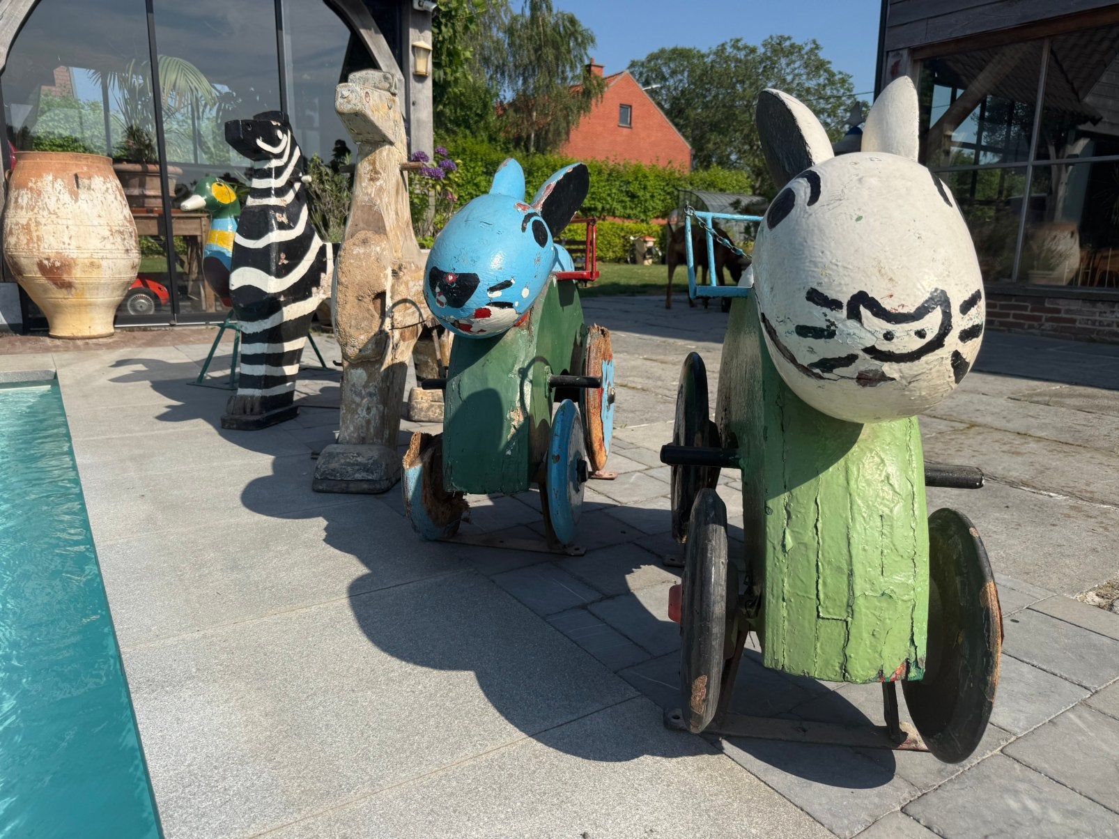 Houten kermis dieren op voet