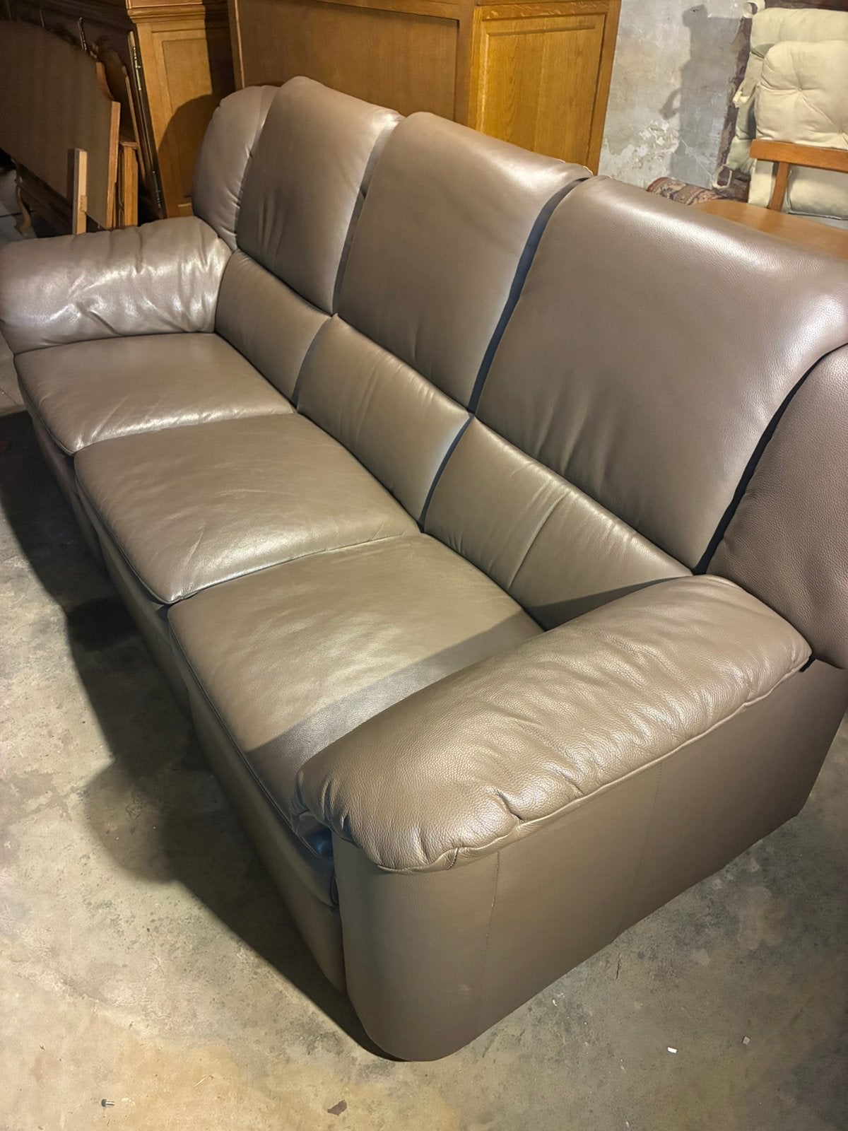 Lederen 3-zit relaxzetel – donkerbruin – comfortabel, Trois personnes, 100 à 125 cm, 200 à 250 cm, Comme neuf
