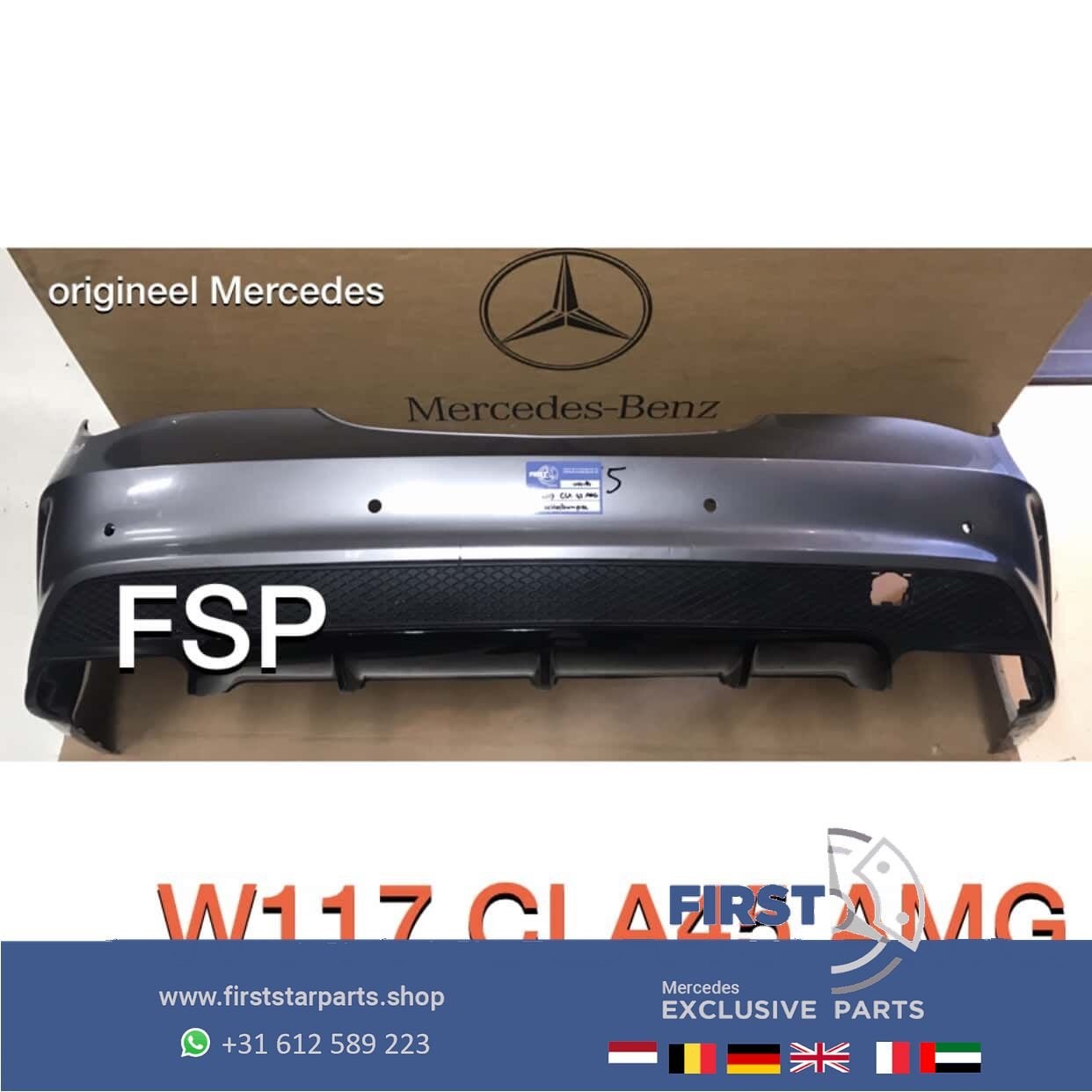W117 CLA 45 AMG ACHTERBUMPER + DIFFUSER Mercedes CLA45 AMG 2, Gebruikt, -, Ophalen of Verzenden, Achter