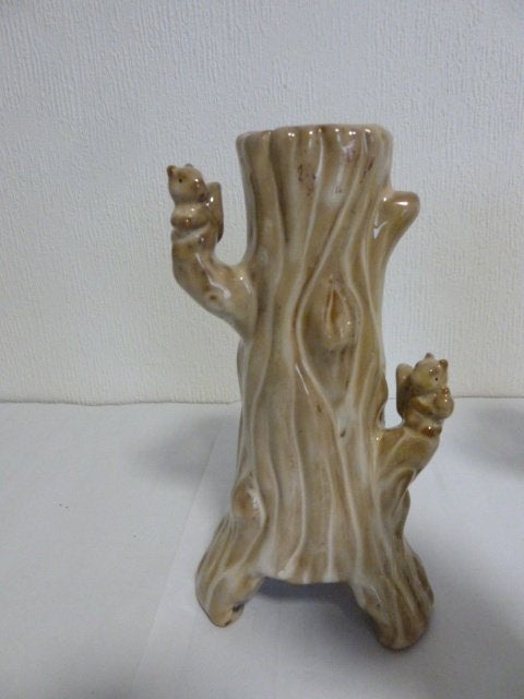 Keramiek vaas "des Pots" 19cm eekhoorn/boomstronk vaas, Ophalen of Verzenden