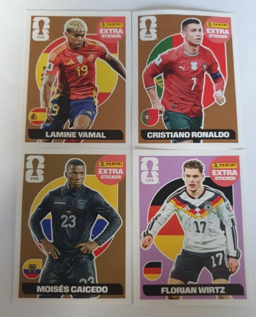 PANINI EXTRA STICKERS YAMAL-RONALDO-CAICEDO-WIRTZ-BELLINGHAM, Verzenden, Nieuw, Sport