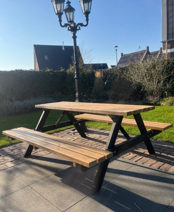 gloednieuwe picknicktafels - zwart/bruin, Nieuw, Ophalen of Verzenden, Inklapbaar, Rechthoekig