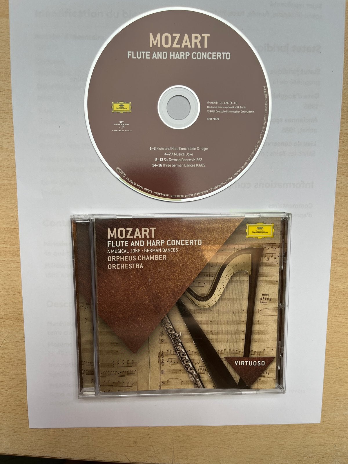 CD - Mozart - Flute and Harp Concerto - Orpheus Chamber, Enlèvement ou Envoi, Comme neuf