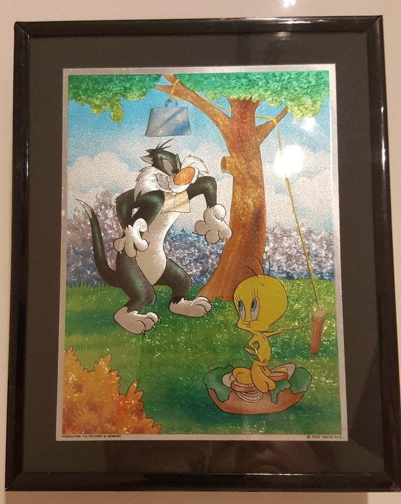 Tweety en Sylvester: 1994 Looney Tunes folieprent, Verzamelen, Ophalen of Verzenden, Looney Tunes, Gebruikt, Plaatje, Poster of Sticker