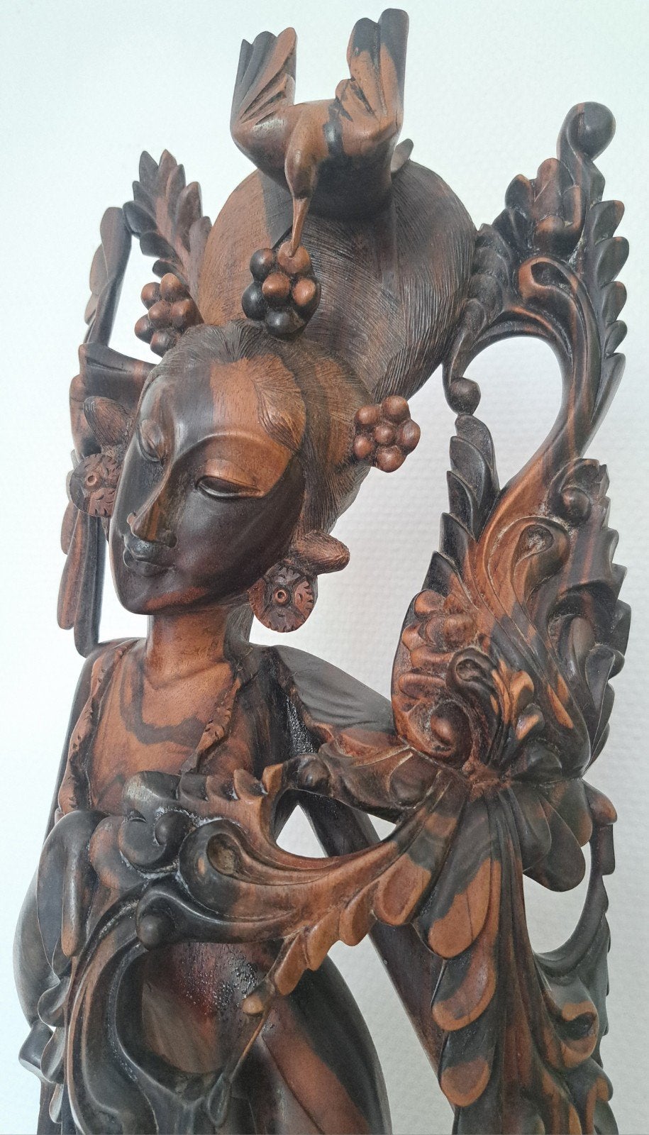 Vintage sculpture d'art Bali statue bois Legong danseuse, Brun, Enlèvement ou Envoi, Sculpture, Bois