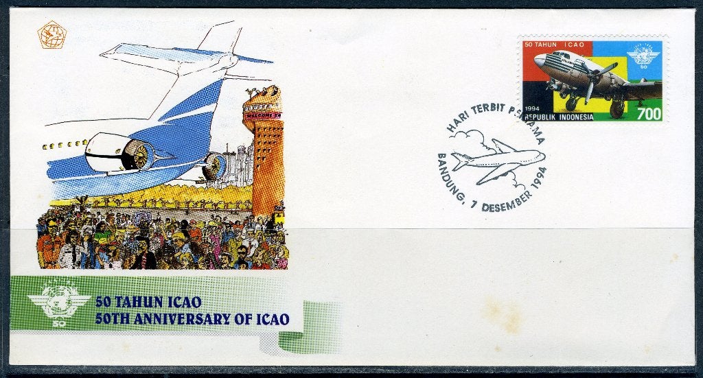 INDONÉSIE : ZB 1617 FDC 1994 Aviation civile OACI -2, Envoi, Affranchi, Asie du Sud