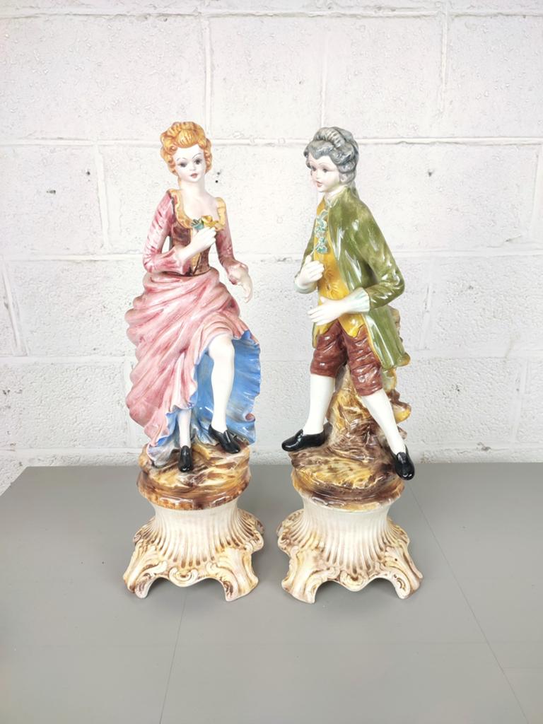 Duo zeer grote Italiaanse porseleinen beelden, Antiek en Kunst, Ophalen