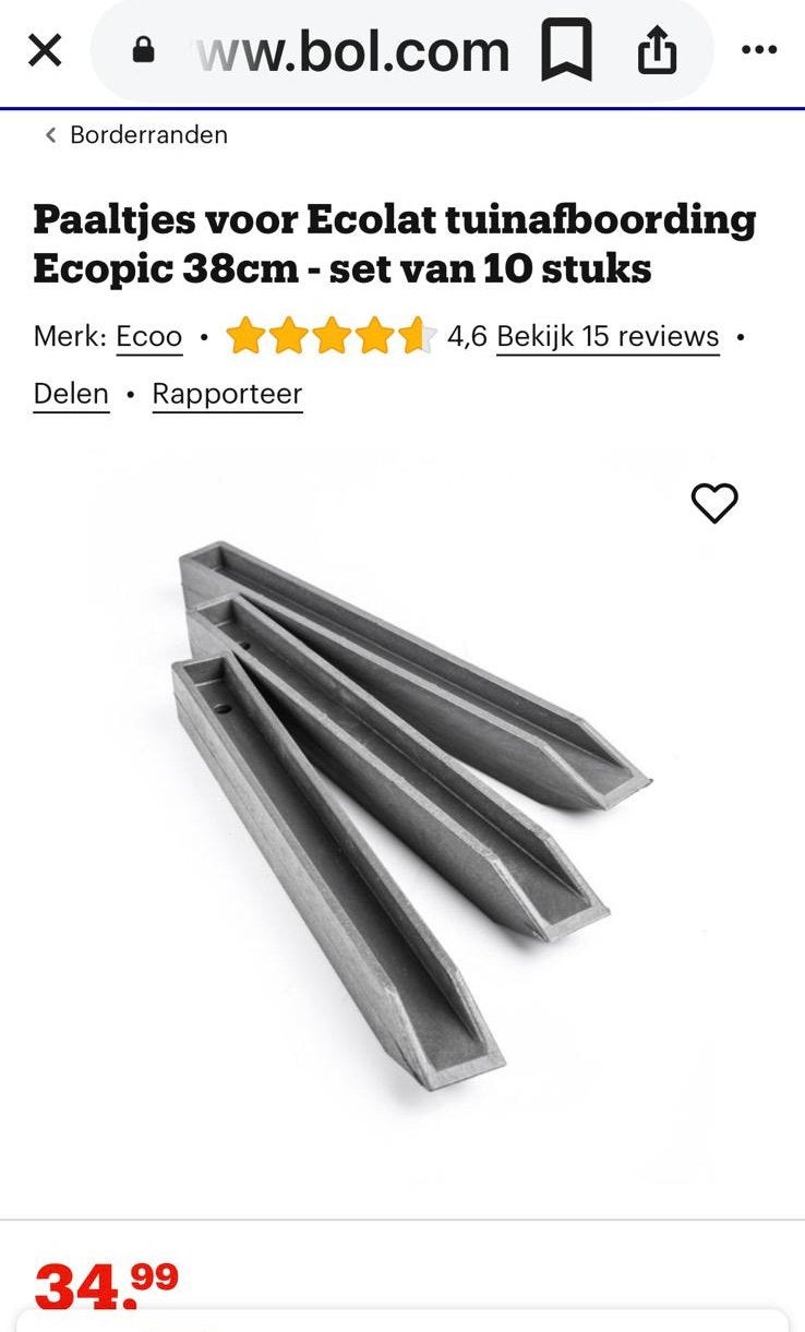 Eco-oh Ecopic grondpalen voor Ecolat tuinafboording 2 pakken, Ophalen, Nieuw, Minder dan 180 cm, Palen