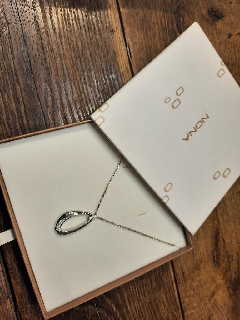 Rhodiated sterling zilveren 925 hanger Nona, nieuwstaat, Bijoux, Sacs & Beauté, Pendentifs, Neuf, Argent, Argent, Avec strass
