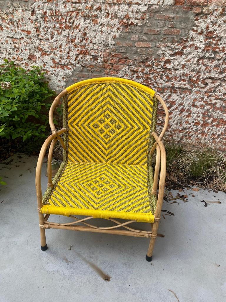 Grote Rieten (terras)stoel in prachtige kleur, Ophalen, Zo goed als nieuw, Rotan