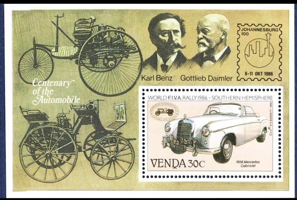 VENDA 1986 Oude Auto’s Blokje, Michel: B-2, Postfris., Postzegels en Munten, Verzenden, Postfris, Auto's