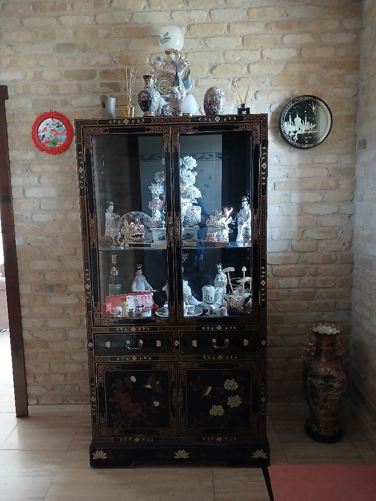 Vitrine chinoise antique, Maison & Meubles, Avec tiroir(s), 25 à 50 cm, Utilisé, 150 à 200 cm