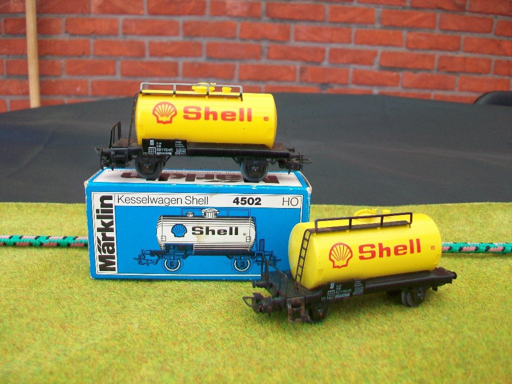 Marklin H0 4502 set van 2 Shell wagons, Wisselstroom, Gebruikt, Wagon, Ophalen of Verzenden