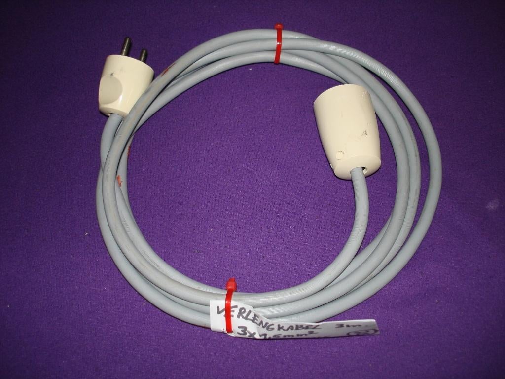 3 m. verlengkabel 3 x 1,5 mm² 16 A met stekker male/female., Ophalen of Verzenden, Gebruikt, Kabel of Snoer