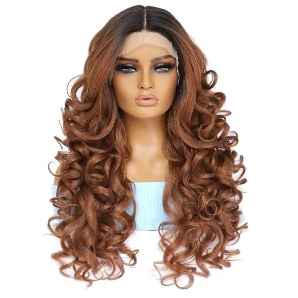 SALE : Luxe lace front pruik lang krullend haar kleur OT30, Ophalen of Verzenden, Nieuw
