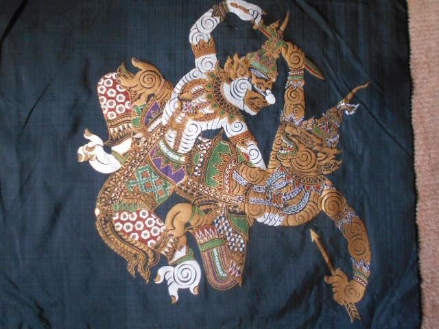 ramayana, mythologie indienne sur textile, Enlèvement ou Envoi