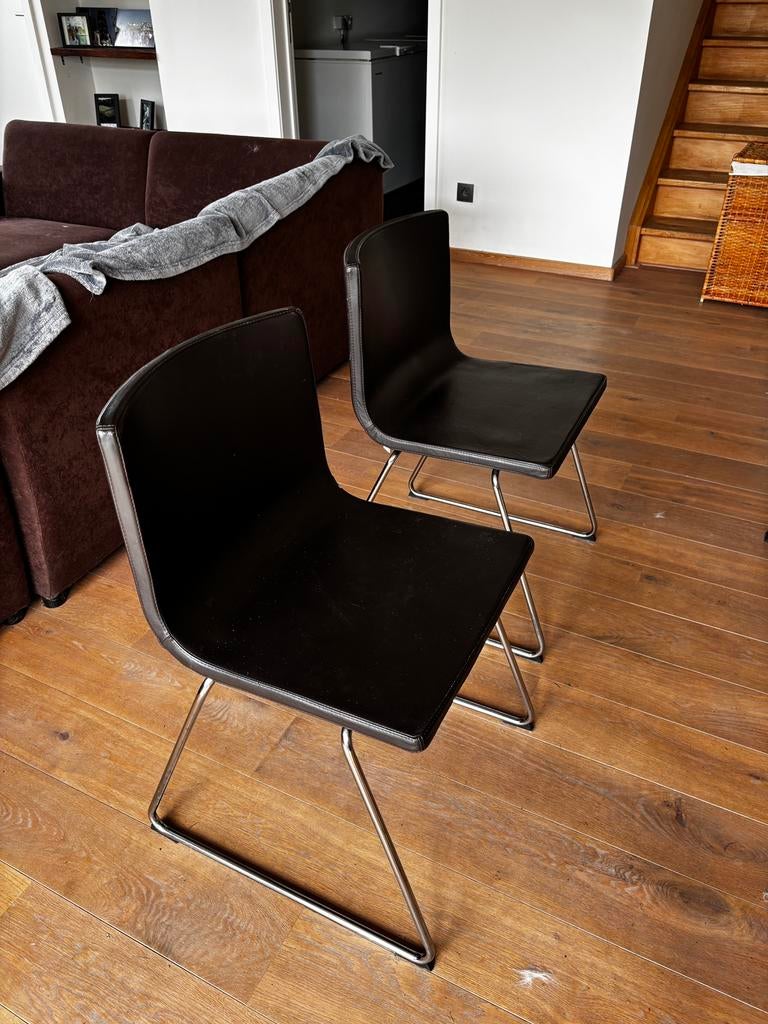 Zes Leren stoelen - 20 euro per stuk, Huis en Inrichting, Stoelen, Ophalen, Gebruikt
