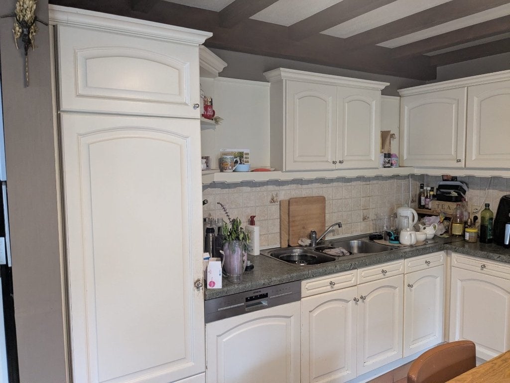 Landelijke keuken, Maison & Meubles, Cuisine | Cuisines complètes, Utilisé, Autres types, Blanc, Synthétique, Enlèvement