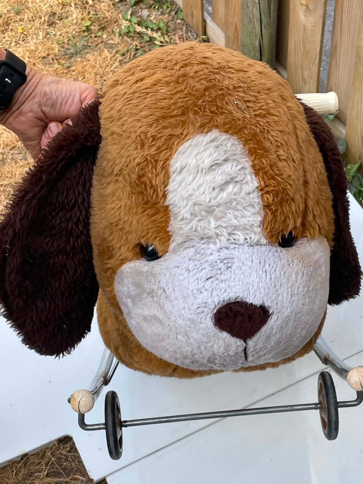 Chien a bascule en peluche vintage annee 80 marque nounours, Enlèvement