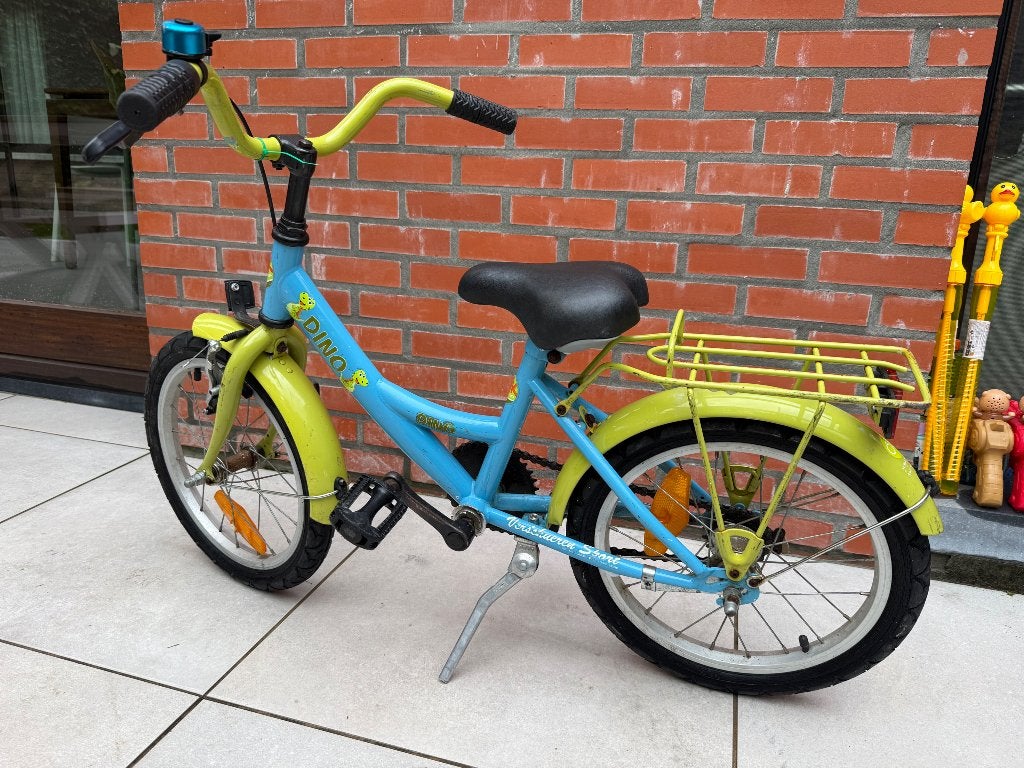 Dino kinderfiets 14 inch – 3-5 jaar – handrem + terugtraprem, Fietsen en Brommers, Ophalen, Terugtraprem, Gebruikt, Minder dan 16 inch