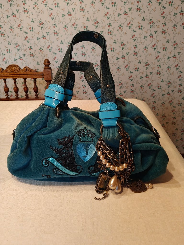 Sac à main Juicy Couture vintage Y2K original, Enlèvement ou Envoi, Comme neuf, Bleu, Sac à main