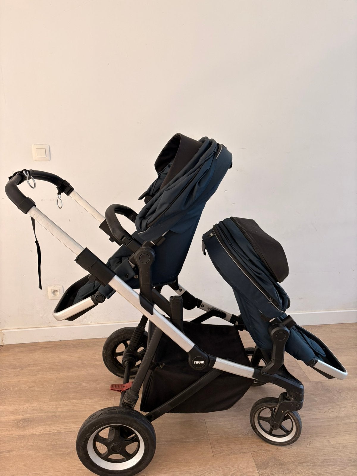 Dubbele buggy thule sleek, Enlèvement, Utilisé, Poussette, Voiture duo