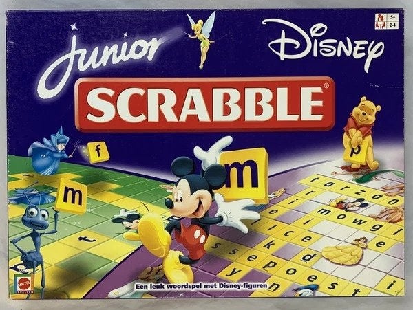 Scrabble Junior Disney Bordspel Mattel 2 Speelstanden 5+, Een of twee spelers, Verzenden, Zo goed als nieuw, Mattel