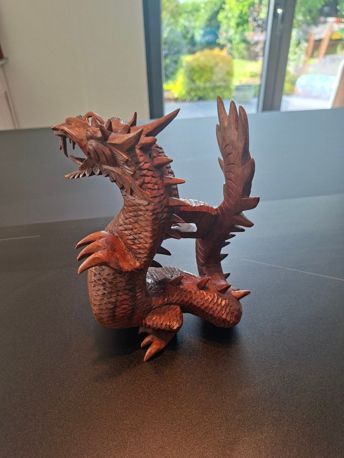 Donkere houten draak. Uitstekende conditie 20X14., Ophalen of Verzenden, Hout