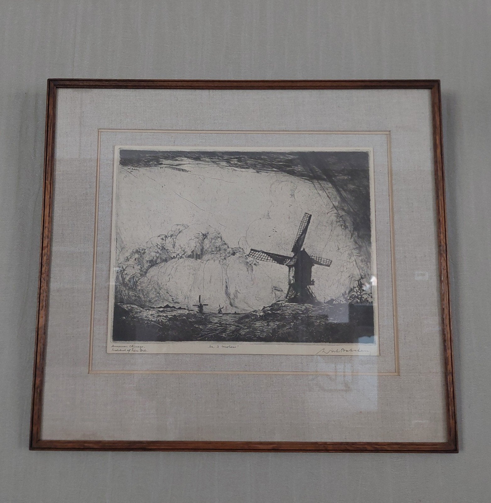 Het land der 3 molens - Dirk Baksteen, Eau-forte, 40 cm, Paysage, 44 cm