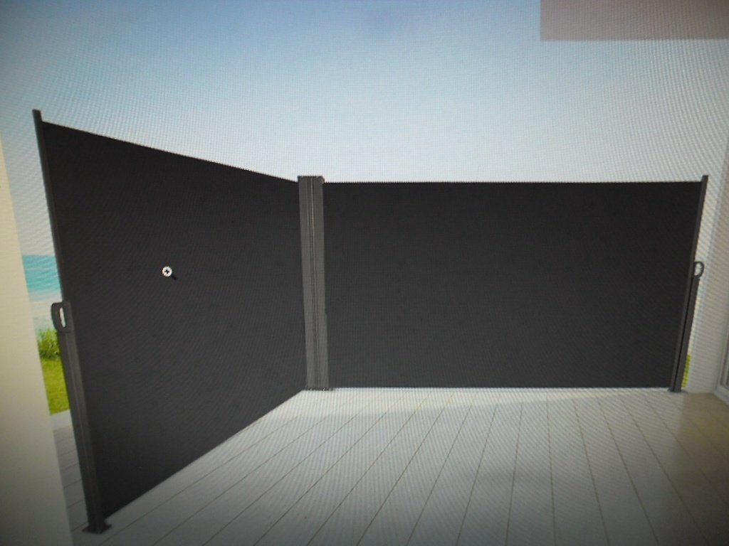 Store latéral double gris pare vent, Jardin & Terrasse, 150 à 300 cm, Enlèvement, Utilisé, 250 cm à 450 cm