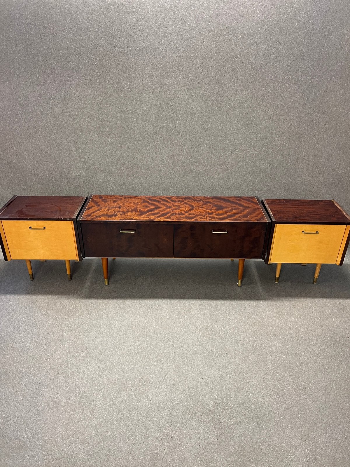 Meuble vintage + 2 chevets assortis – Design années 60, Maison & Meubles, Enlèvement, Utilisé